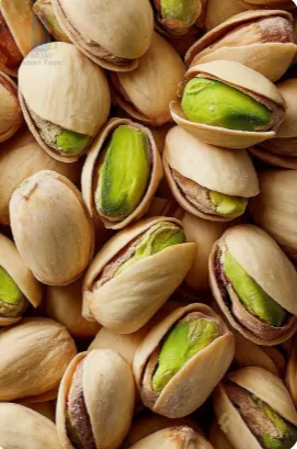 Roasted in-shell pistachios with bright green kernels