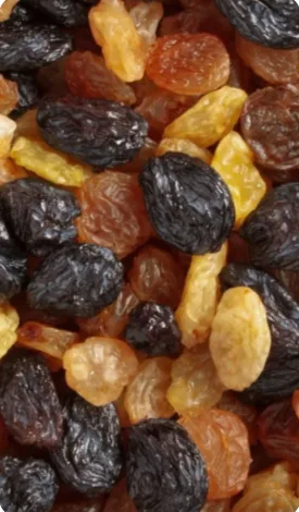 Mixed black, golden and green seedless raisins